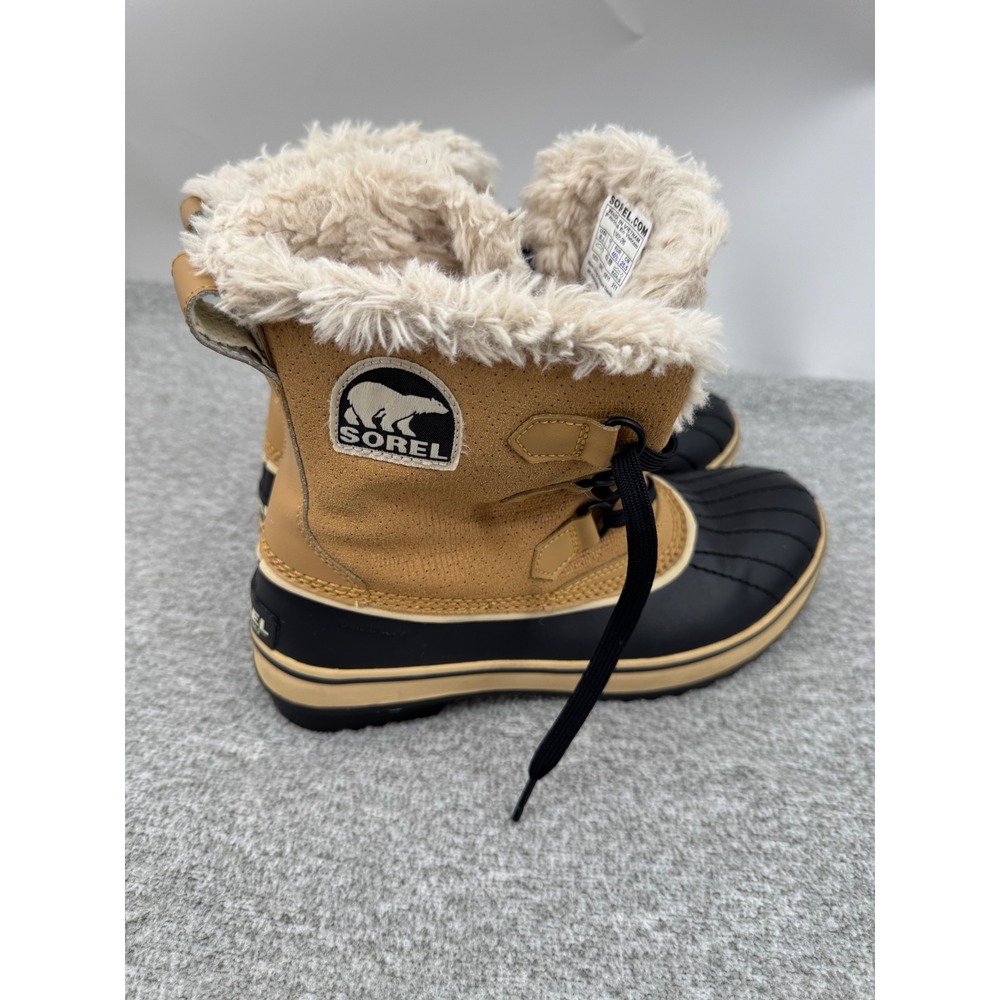 Sorel Joan of Arctic Snow Boots 8.5 Tan Black Waterproof Faux Fur NL1631-280